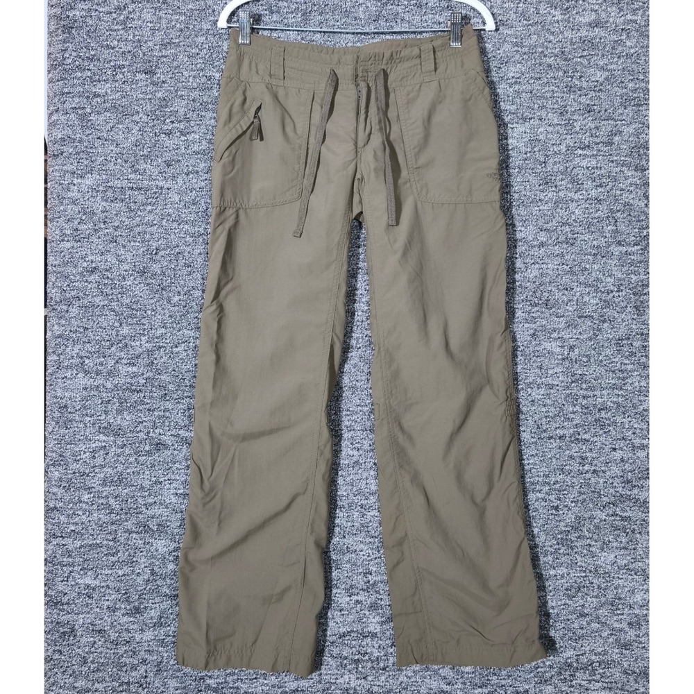 The North Face Womens Hiking Pants Khaki Green Drawstring Utility Outdoor Size 6